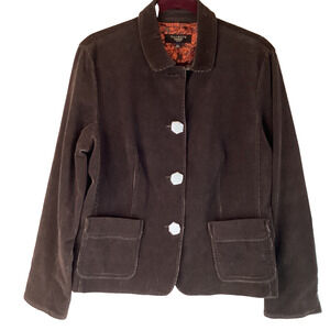 New Talbots Brown Corduroy Blazer Button front Jacket Size 16p $89